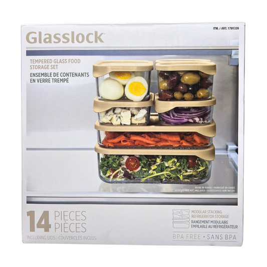 glasslock-ensemble-7-contenants-verre-trempé-couvercles-set-tempered-glass-food-storage-container-lids