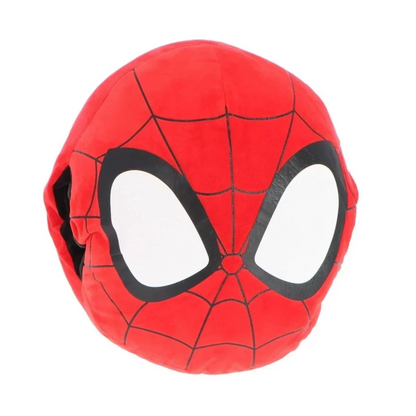 Disney Marvel Spider-Man – Peluche chauffe-mains rouge et bleue avec ouvertures latérales pour les mains | Disney Marvel Spider-Man – Red and blue hand-warming plush pillow with side openings for hands