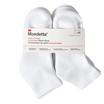 MONDETTA - Chaussettes de Sport pour Femme-Womens-Cushioned-Sport-Sock-10-Pair-Blanc-1951027-1954262