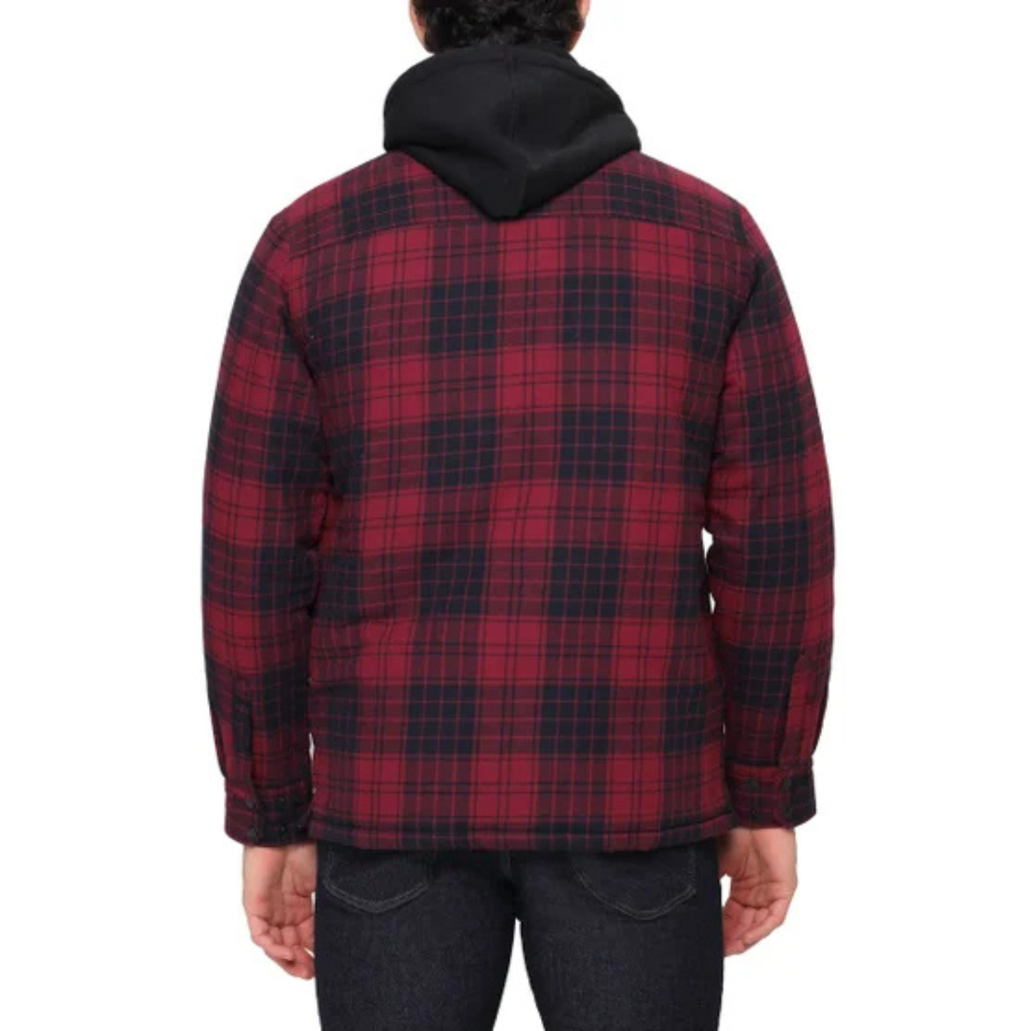 THE B.C. CLOTHING CO. - Chemise-Veste Matelassée à Capuchon pour Homme-Mens-Quilted-Flannel-Overshirt-With-Hood-Rouge-Red-3822444-1915069