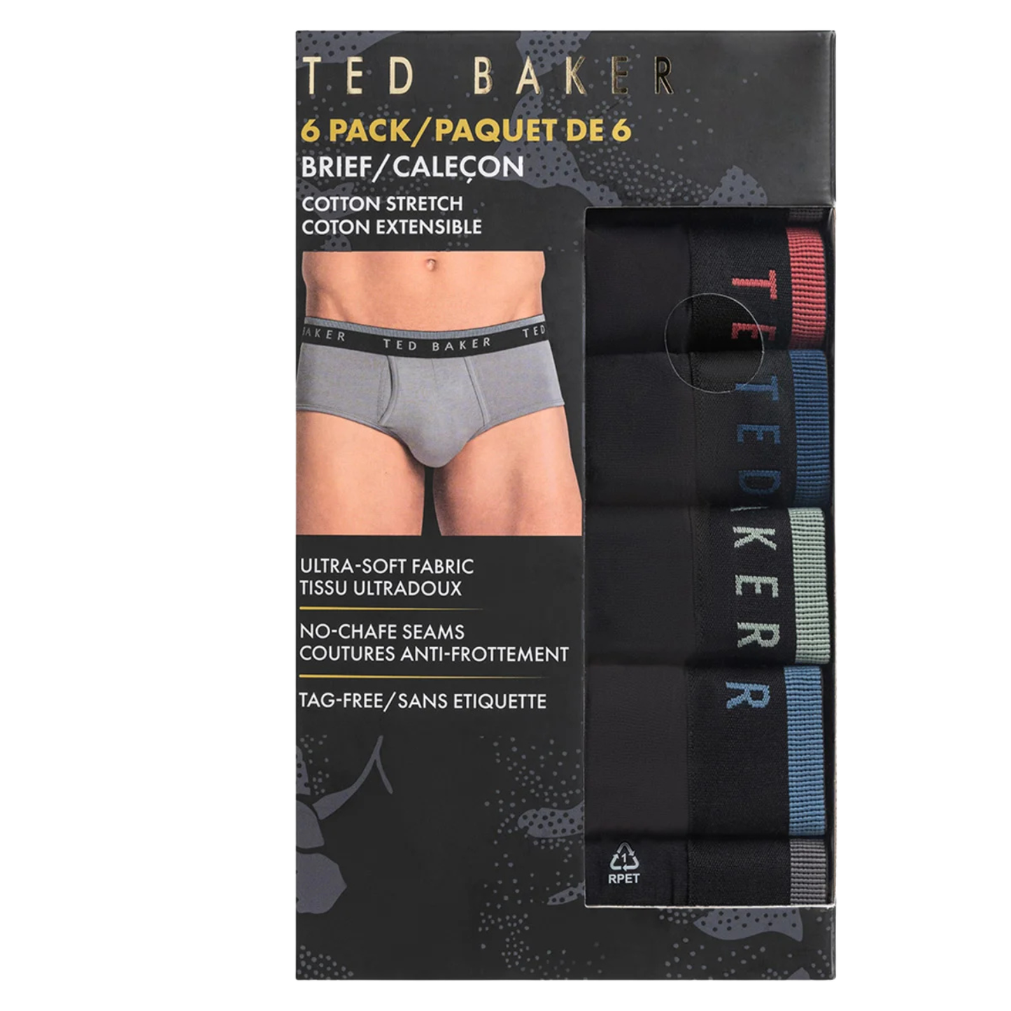 TED BAKER - Paquet de 6 Caleçons Pour Homme-Mens-6-Pack-Brief-Noir-Black-3896710-1905175