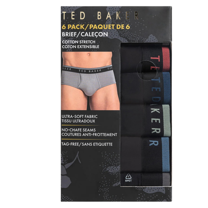 TED BAKER - Paquet de 6 Caleçons Pour Homme-Mens-6-Pack-Brief-Noir-Black-3896710-1905175