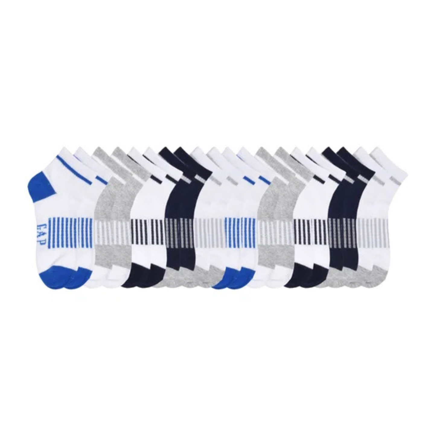 GAP KIDS - Paquet de 10 Paires de Socquettes en coton pour Garçon-Boys-Cotton-Quarter-Socks-10-Pair-Bleu-Blanc-Blue-White-1925867- 1959131