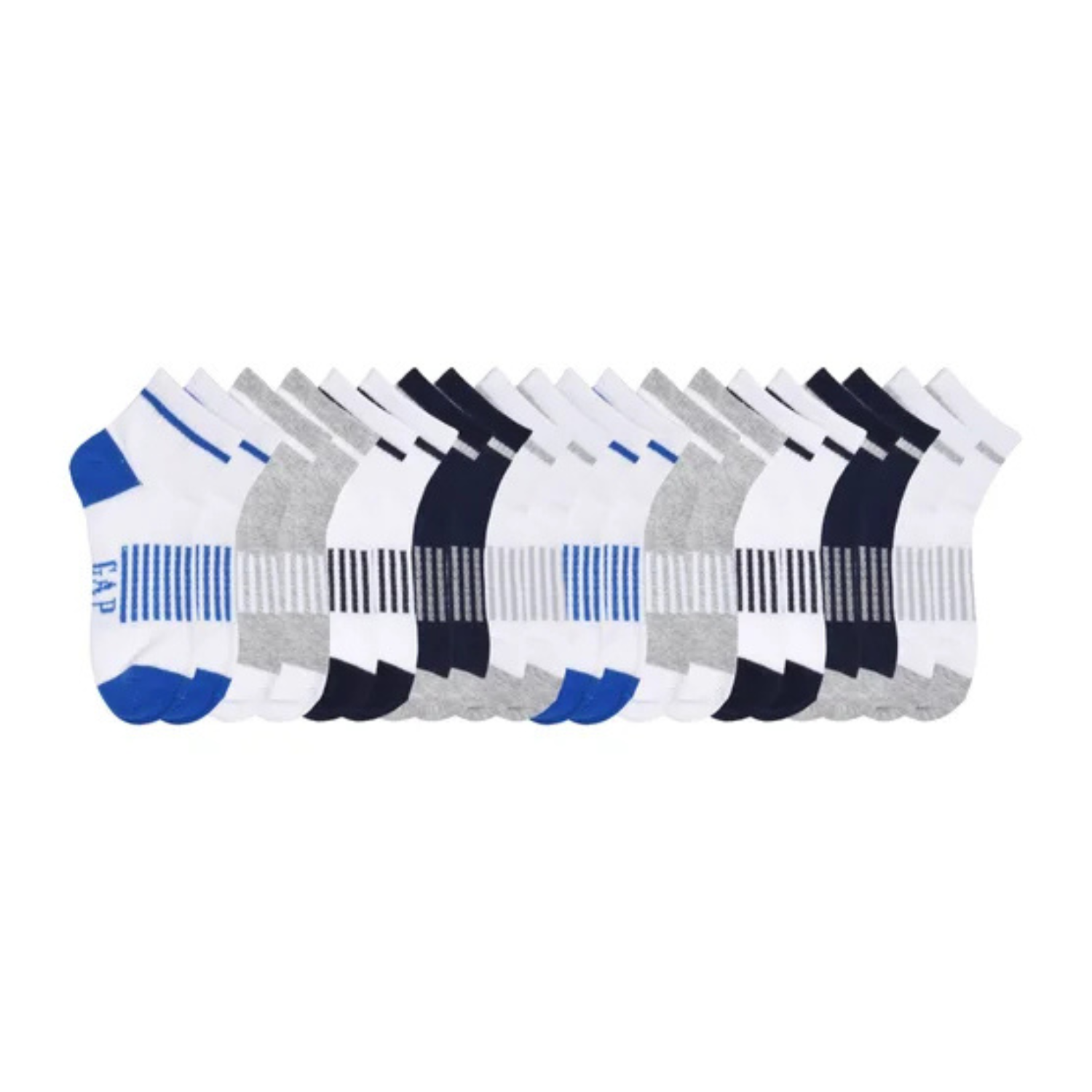 GAP KIDS - Paquet de 10 Paires de Socquettes en coton pour Garçon-Boys-Cotton-Quarter-Socks-10-Pair-Bleu-Blanc-Blue-White-1925867- 1959131