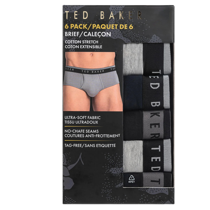 TED BAKER - Paquet de 6 Caleçons Pour Homme-Mens-6-Pack-Brief-Gris-Grey-3896710-1905176