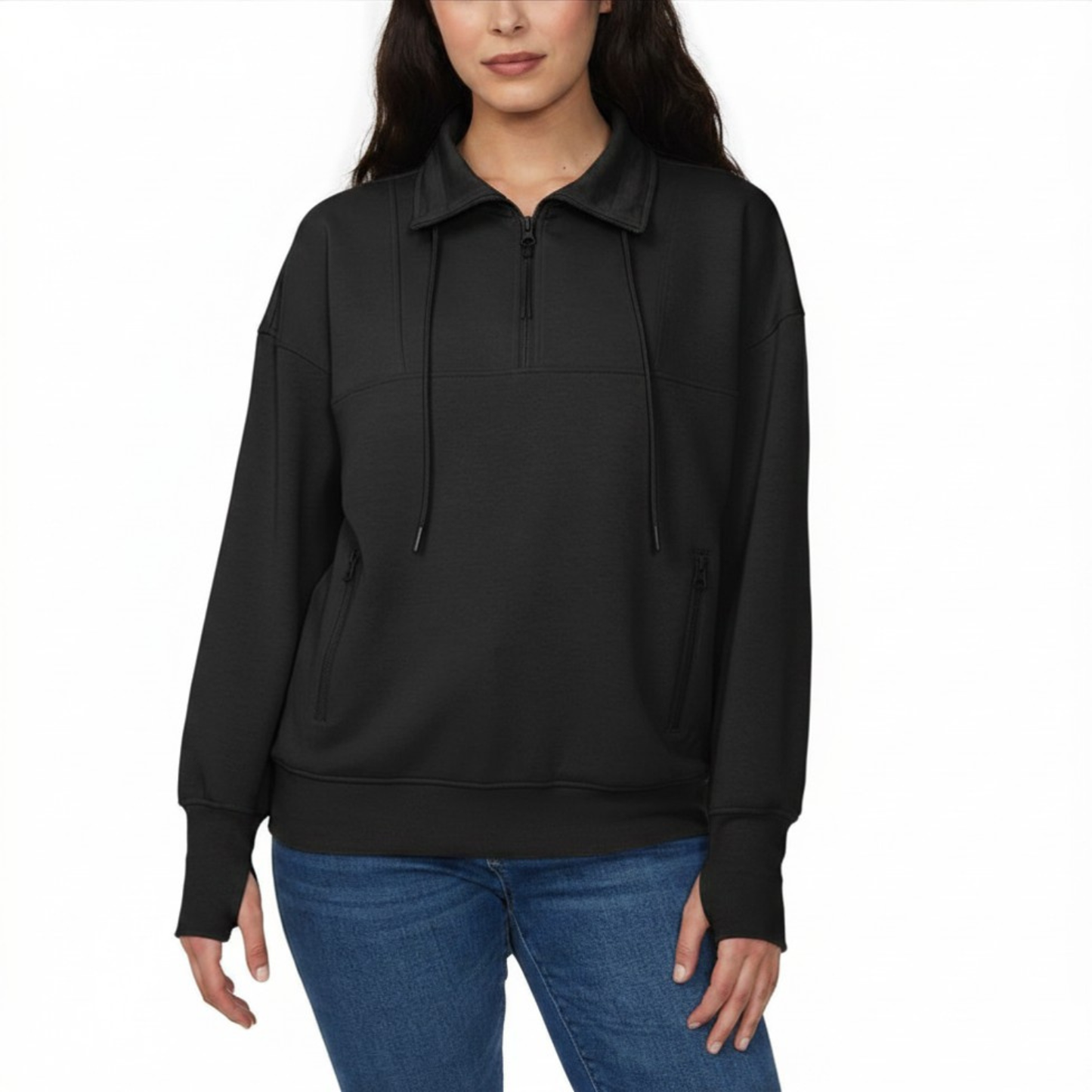 BUFFALO - Chandail à Glissière un Quart pour Femme-Womens-1/4-zip-sweater-Noir-Black-1939640