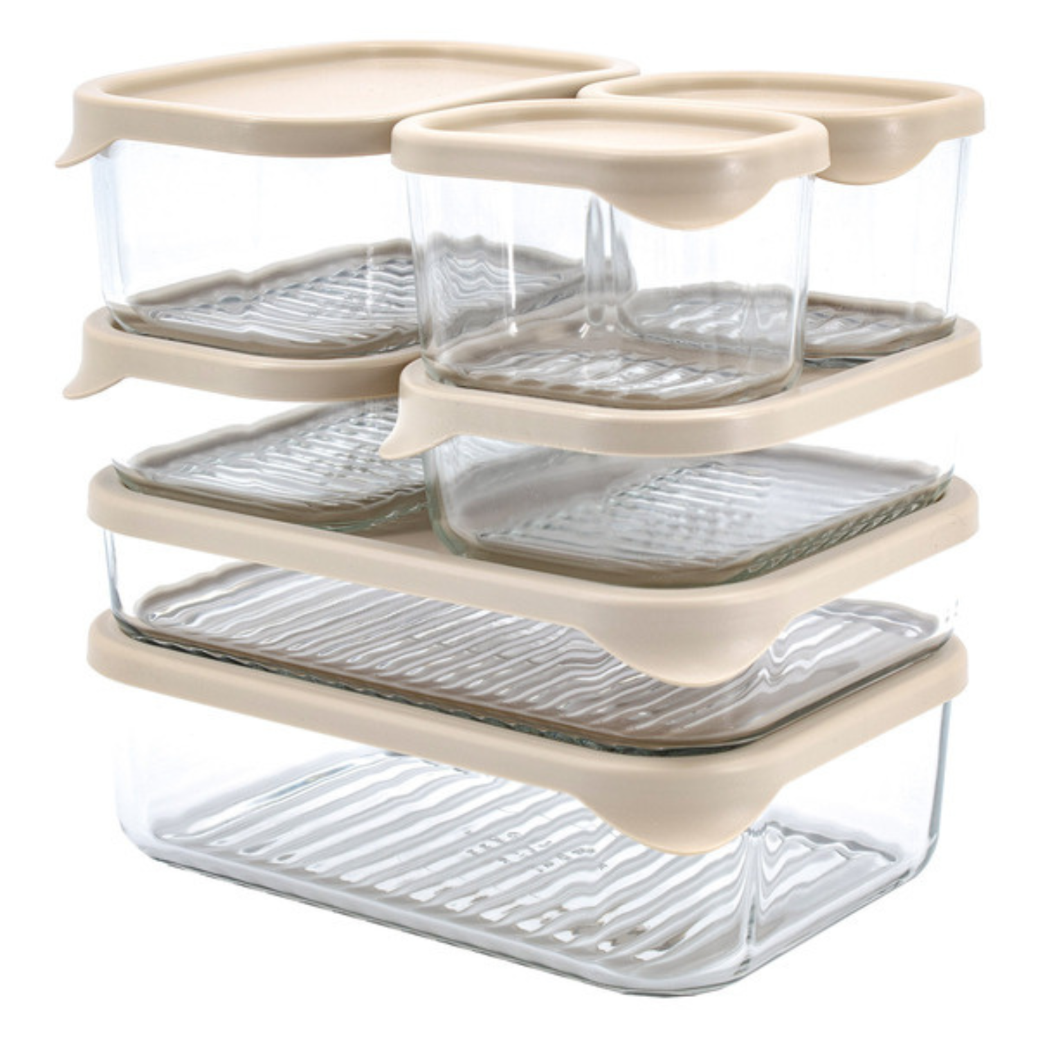 GLASSLOCK - Ensemble de 7 Contenants en Verre Trempé avec Couvercles-7-Tempered-Glass-Food-Storage with-lids-set-1791339