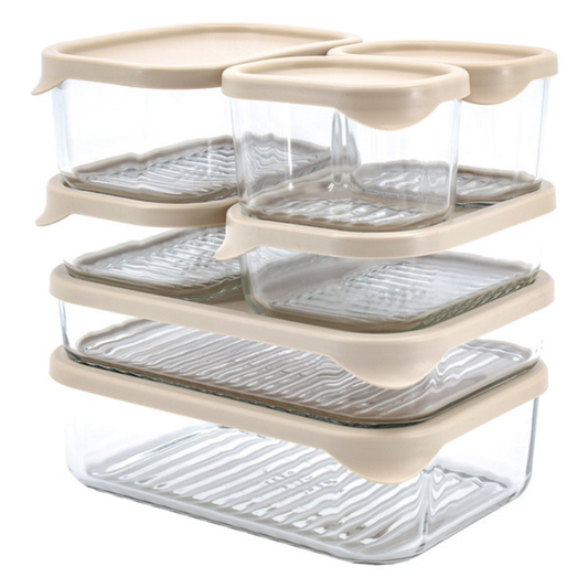 GLASSLOCK - Ensemble de 7 Contenants en Verre Trempé avec Couvercles-7-Tempered-Glass-Food-Storage with-lids-set-1791339