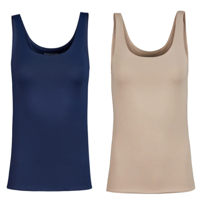 FRANK AND OAK - Paquet de 2 Camisoles Galbantes pour Femme-Womens-Smoothing-Contour-Tank-2-Pack-Beige-Marine-Tan-Navy-3966509-1963791