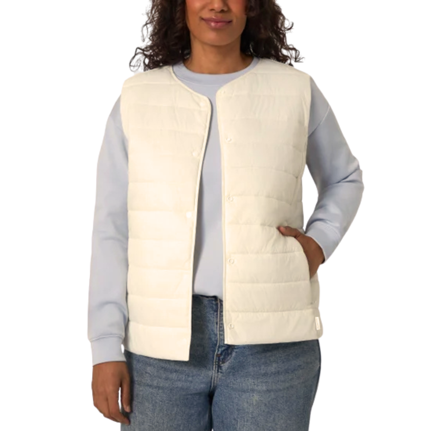 MONDETTA - Veste Sans Col pour Femme-Womens-Collarless-Vest-Crème-Cream- 1085500-1964490