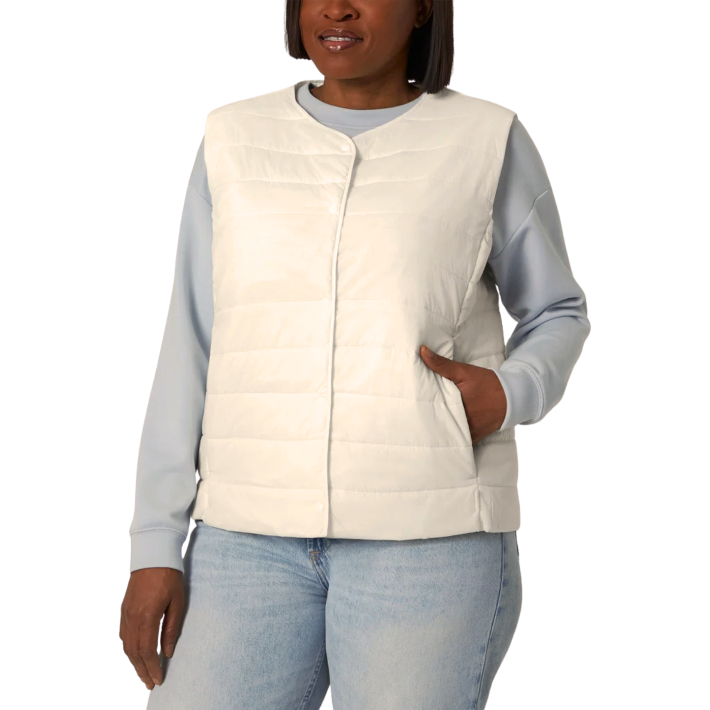MONDETTA - Veste Sans Col pour Femme-Womens-Collarless-Vest-Crème-Cream- 1085500-1964490