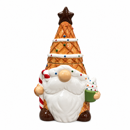 YSERAMIC - Pot à Biscuit en Céramique en Forme de Gnome avec petit gâteau - Gnome-Shaped Ceramic Cookie Jar with Cupcake – Costco 2811881