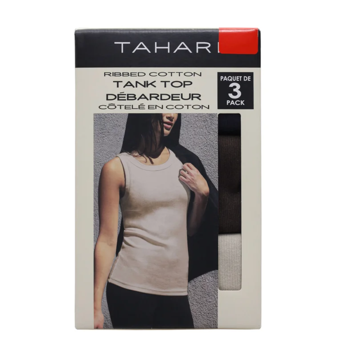 TAHARI - Ensemble de 3 Débardeurs Côtelés en Coton-3-Ribbed-cotton-tank-top-set-Marine-Beige-Brun-Navy-Beige-Brown-2988441