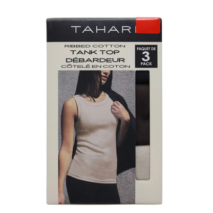 TAHARI - Ensemble de 3 Débardeurs Côtelés en Coton-3-Ribbed-cotton-tank-top-set-Marine-Beige-Brun-Navy-Beige-Brown-2988441