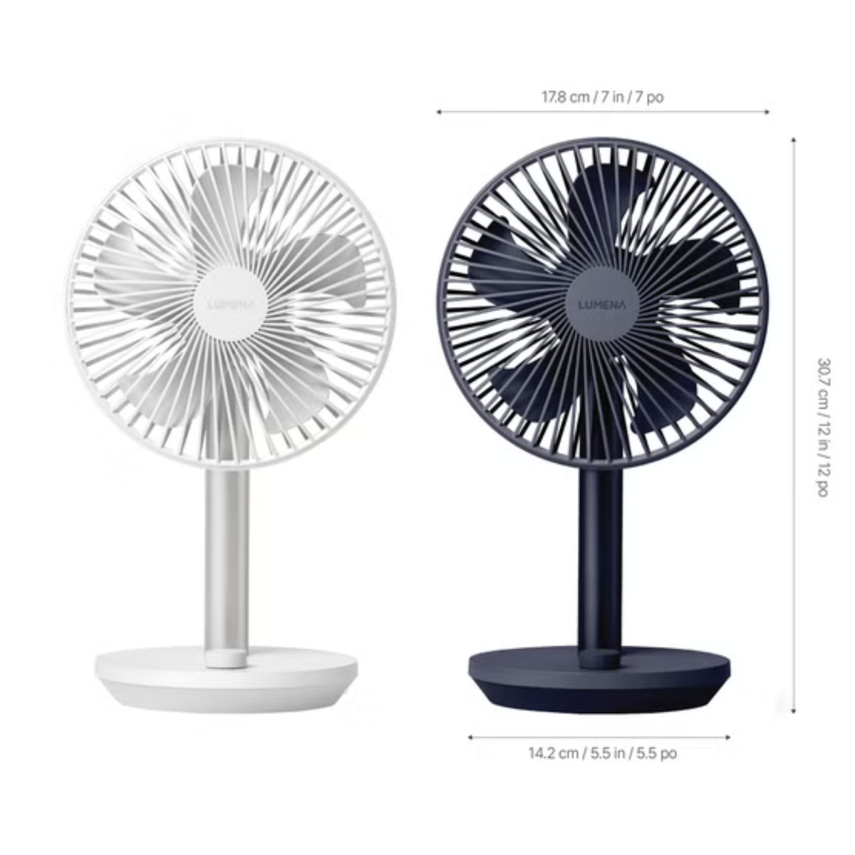 LUMENA - Ensemble de 2 Ventilateurs Sans Fil Haut de Gamme | 2-Pack Premium Cordless Fans