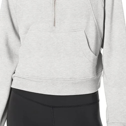 DANSKIN - Chandail à Col Cheminée et Demi-Fermeture Éclair pour Femme-Womens-Half-Zip-Funnel-Neck-Gris-Grey-1915510