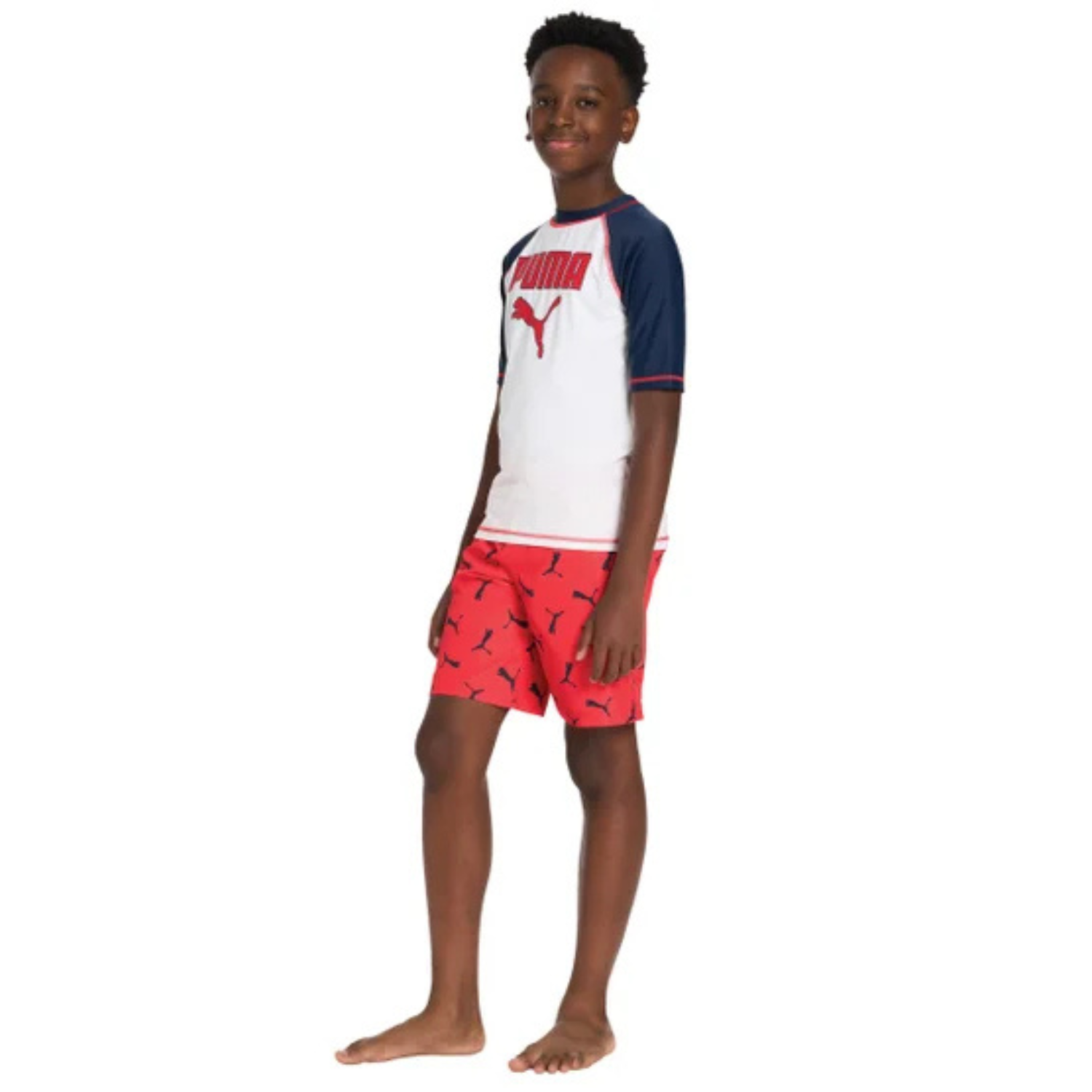 PUMA - Ensemble 2 Pièces Maillot Dermoprotecteur pour Garçon-Boys-rashguard-swin-set-2-piece-Rouge-Blanc-Marine-Red-White-Navy-7325501-1969744