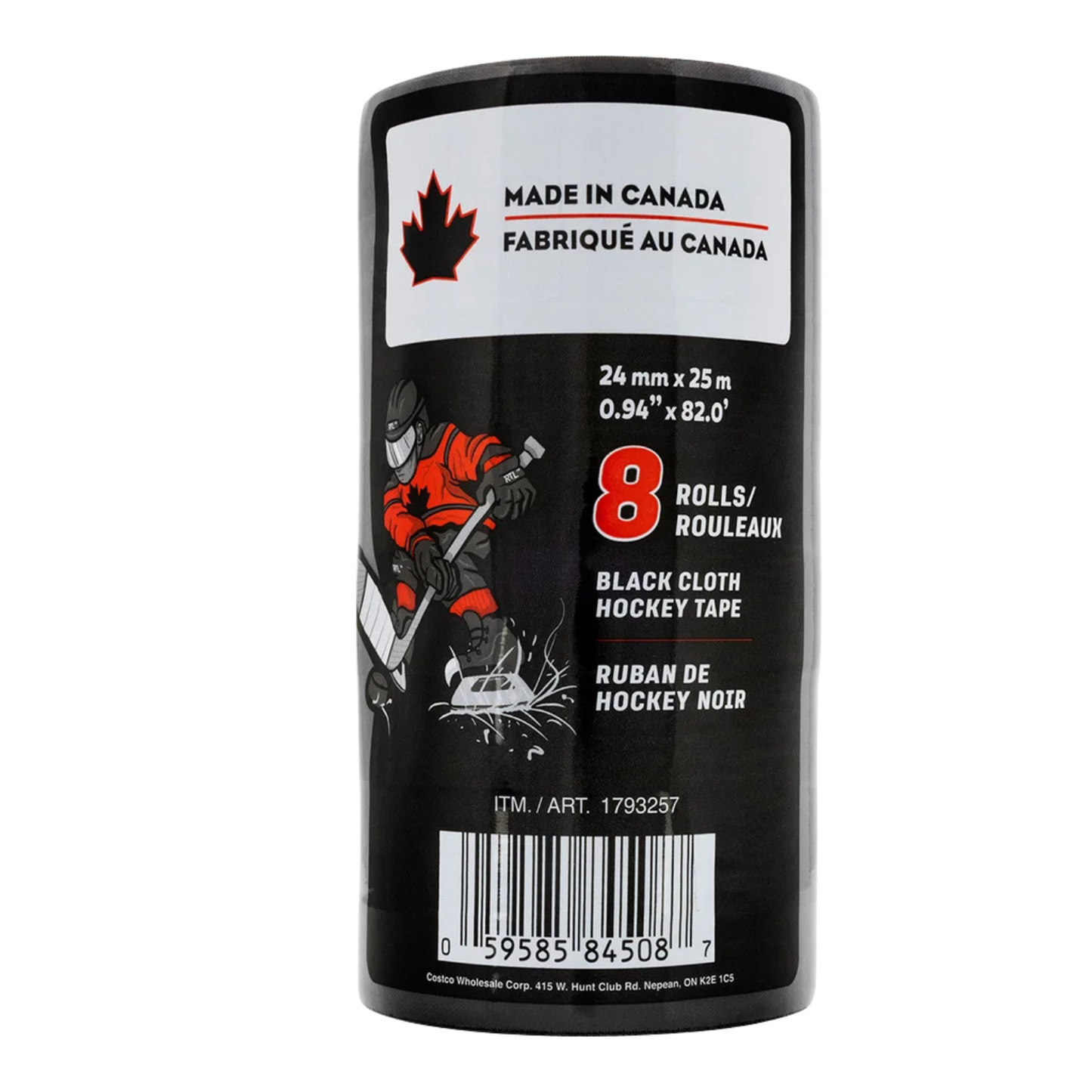RTL -  Paquet de 8 Rouleaux de Ruban de Hockey-Noir-Black-Cloth-Hockey-Tape-8 Rolls-1793257