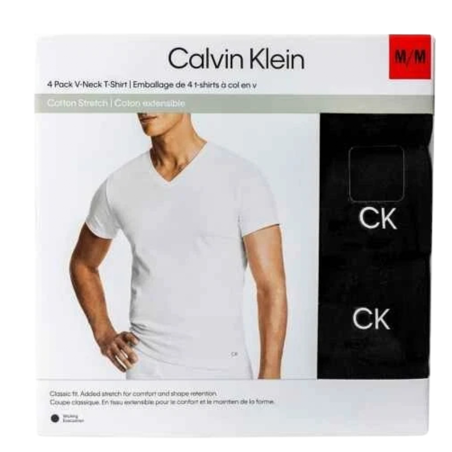 CALVIN KLEIN - Paquet de 4 Chandails à Col en V pour Homme-Mens-4-Pack-V-Neck-T-Shirt-Noir-Black-1645180