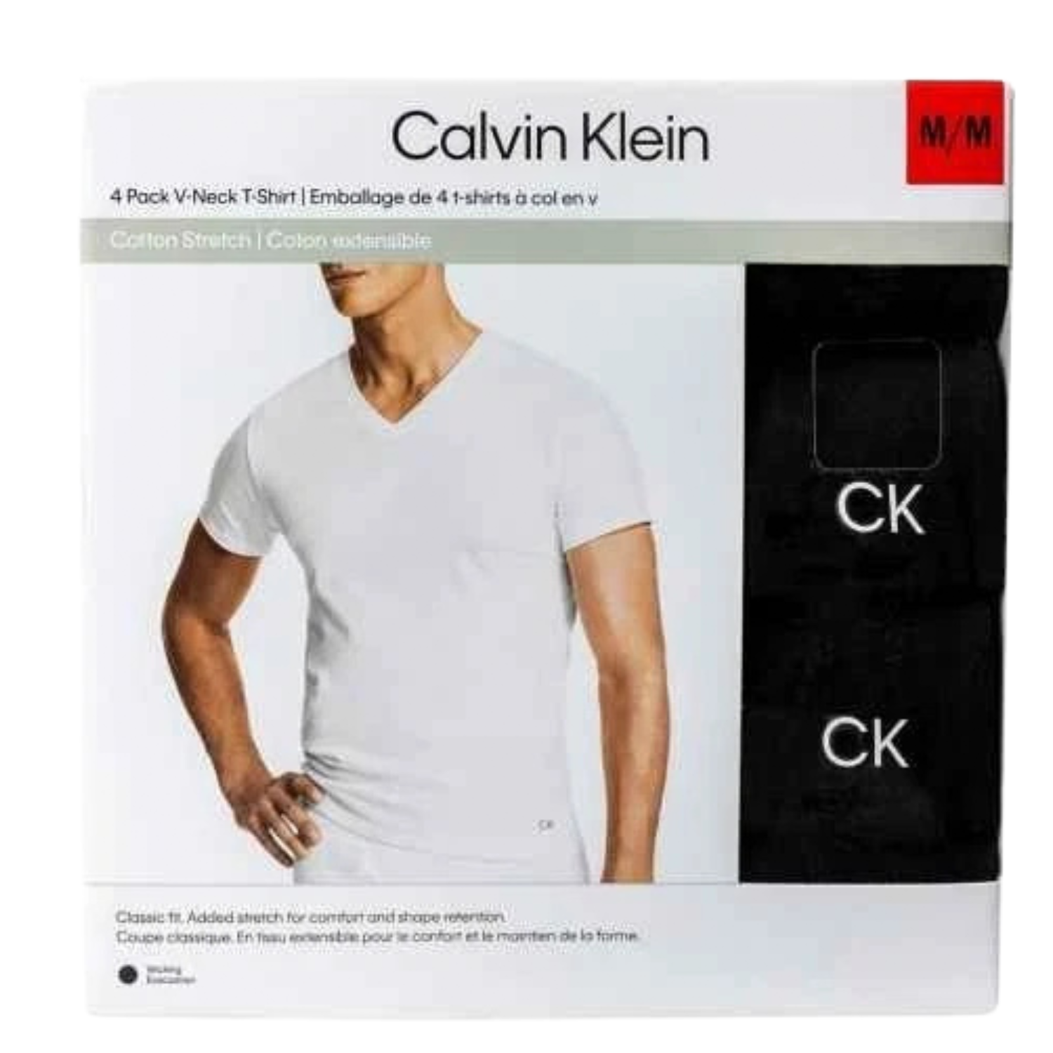 CALVIN KLEIN - Paquet de 4 Chandails à Col en V pour Homme-Mens-4-Pack-V-Neck-T-Shirt-Noir-Black-1645180