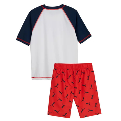 PUMA - Ensemble 2 Pièces Maillot Dermoprotecteur pour Garçon-Boys-rashguard-swin-set-2-piece-Rouge-Blanc-Marine-Red-White-Navy-7325501-1969744