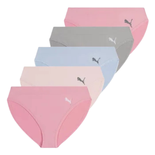 PUMA - Paquet de 5 Culottes Bikini sans coutures pour Femme-Womens-5-Pack-Seamless-underwear-Rose-Bleu-Gris-Pink-Blue-Grey-1938321