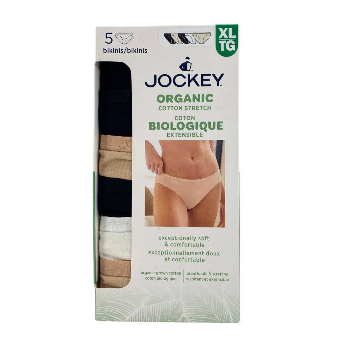 JOCKEY - Paquet de 5 Culottes Bikini pour Femme-Coton-Biologique-Organic-cotton-Womens-5-Pack-Bikinis-Noir-Beige-Blanc-Black-White-1969708