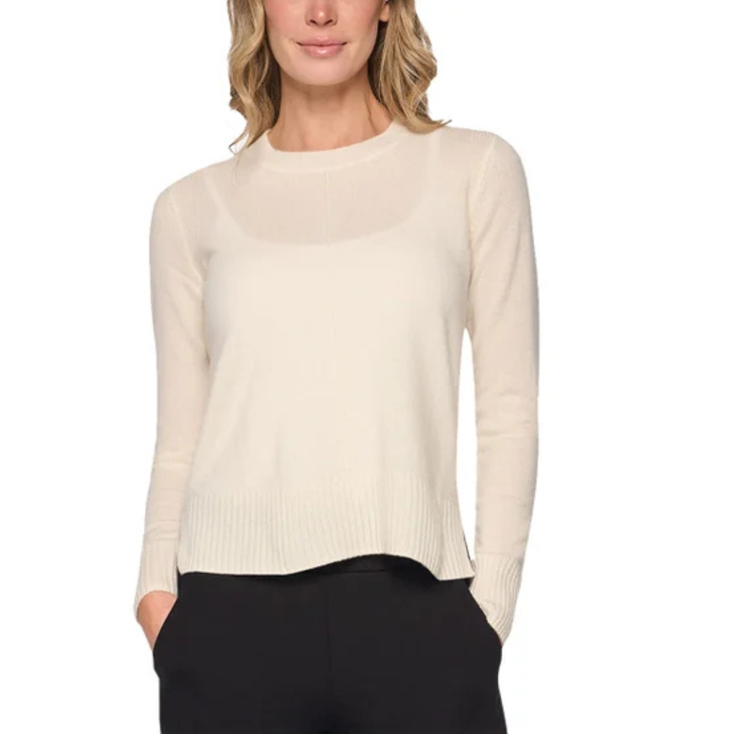 ADVENT - Chandail en Cachemire pour Femme-Womens-Cashmere-Sweater-Blanc-Crème-White-Cream-1868448-1868444