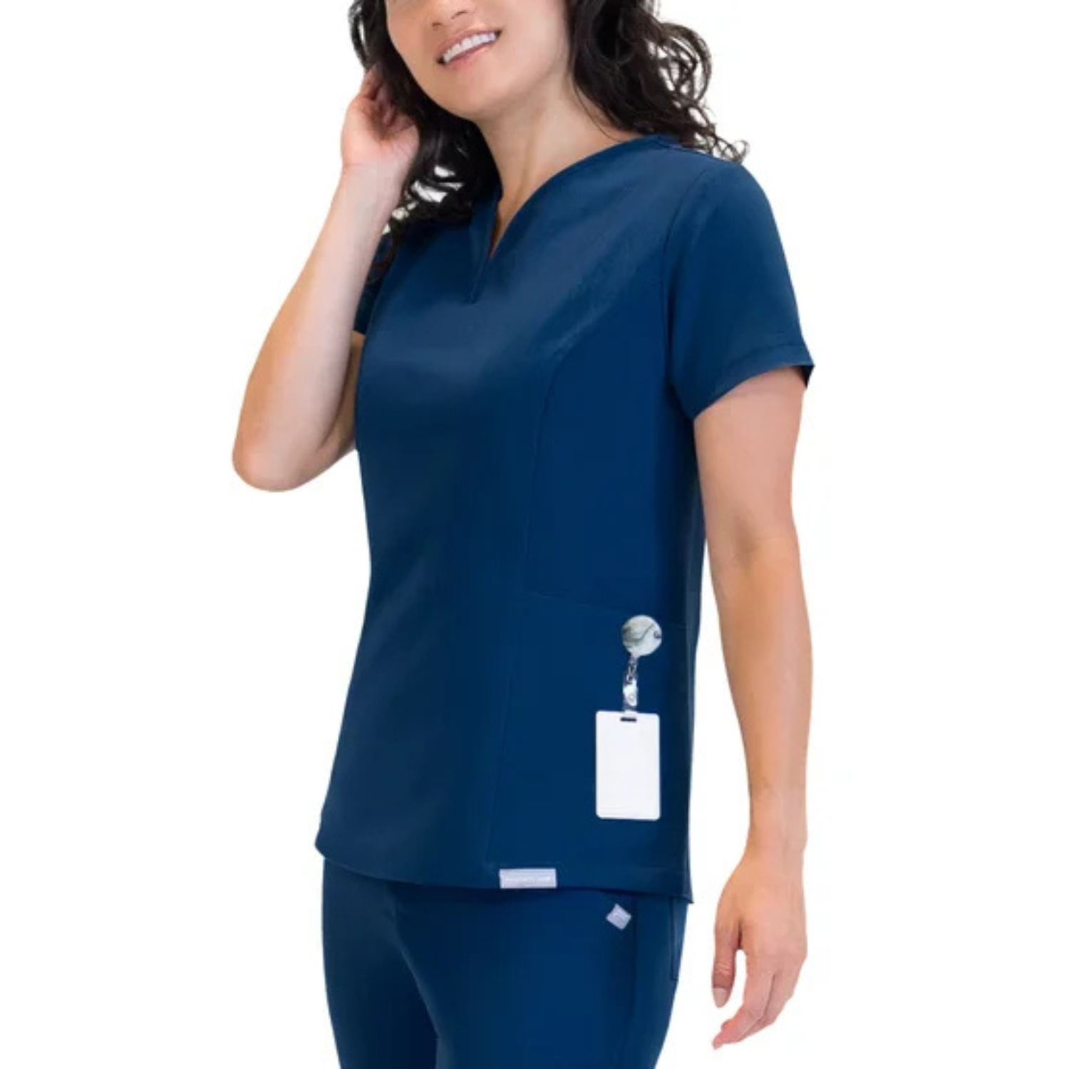 FRONTLINE - Haut Médical pour Femme-Womens-V-Neck-Scrub-Top-Bleu-Marine-Blue-Navy-1948013-1948006