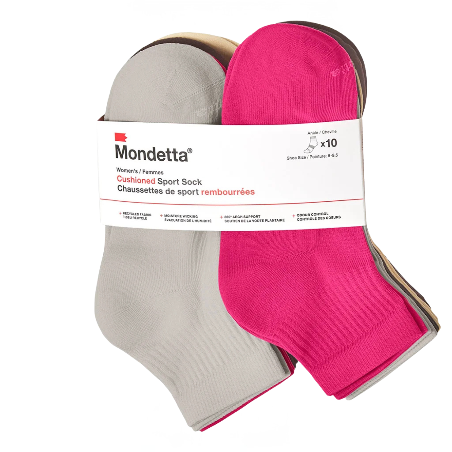 MONDETTA - Chaussettes de Sport pour Femme-Womens-Cushioned-Sport-Sock-10-Pair-Multi-1951027-1954263