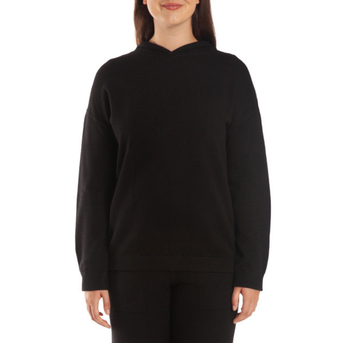 LAZYPANTS - Chandail à Capuchon en tricot pour Femme-Womens-Knit-Hoodie-Noir-Black-1947900