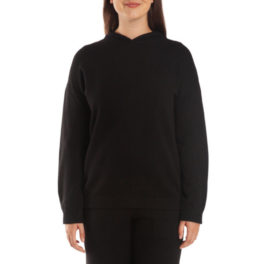 LAZYPANTS - Chandail à Capuchon en tricot pour Femme-Womens-Knit-Hoodie-Noir-Black-1947900