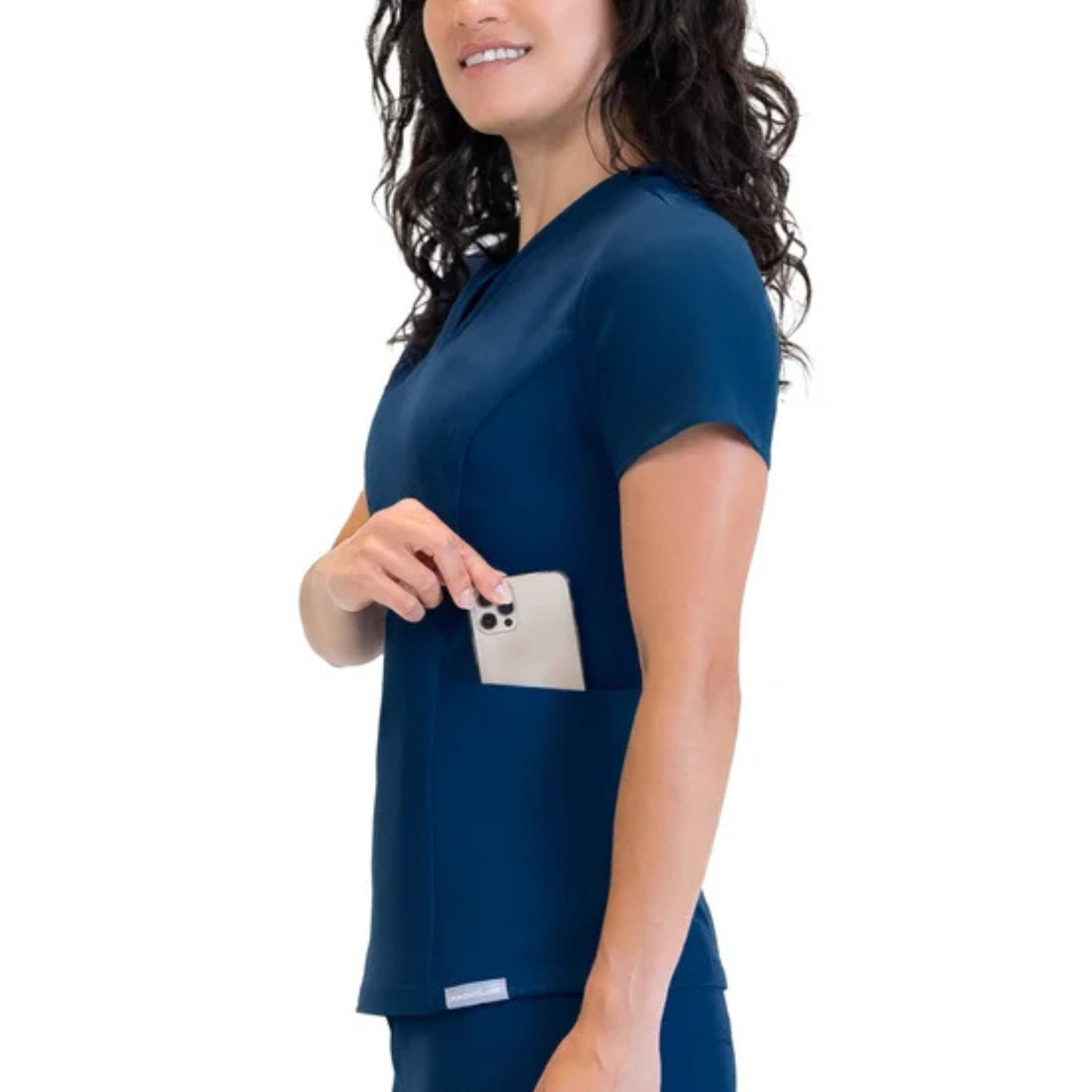 FRONTLINE - Haut Médical pour Femme-Womens-V-Neck-Scrub-Top-Bleu-Marine-Blue-Navy-1948013-1948006