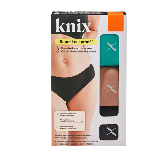 KNIX - Paquet de 3 Culottes Menstruelles-Réutilisables-3-Pack-Super-Leakproof-Reusable-Period-Underwear-Noir-Beige-Orange-Black-3919433-1935006