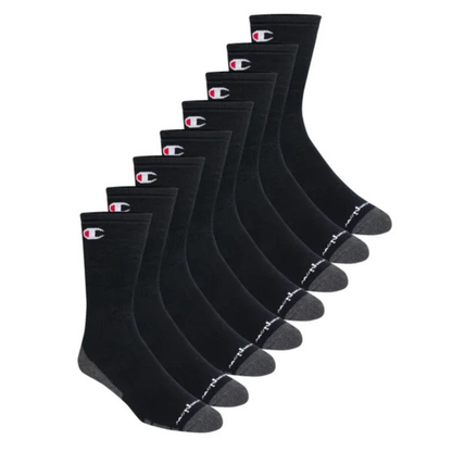 CHAMPION - Paquet de 8 Paires de Chaussettes Mi-Mollet pour Homme-Mens-Crew-Socks-8-Pair-Noir-Black-3952222