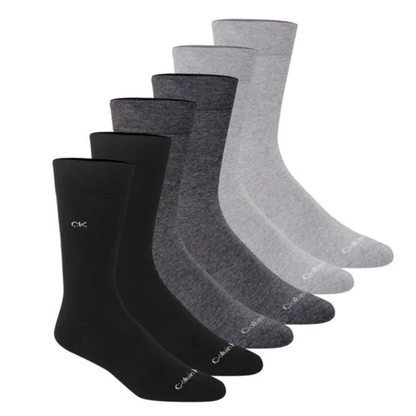CALVIN KLEIN -  6 Paires de Chaussettes Habillées pour Homme-Mens-6-Pair-Dress-Socks-Noir-Gris-Black-Grey-1915543-1936538