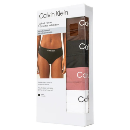 CALVIN KLEIN - Paquet de 4 Culottes Taille Basse pour Femme-4-Pack-Womens-Hipster-Brun-Noir-Rose-Blanc-Multi-Brown-Black-Pink-White-1995430-1973457