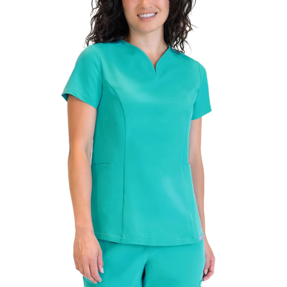 FRONTLINE - Haut Médical pour Femme-Womens-V-Neck-Scrub-Top-Vert-Sarcelle-Green-Teal-1948019-1948008