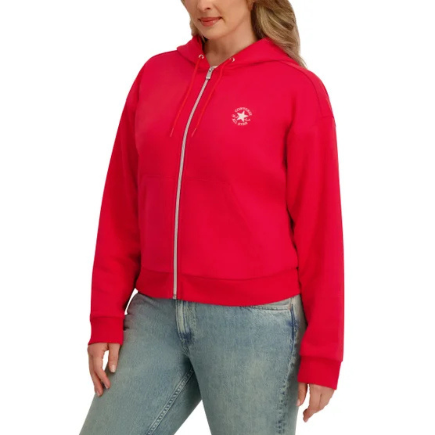 CONVERSE - Veste à Capuchon à Glissière pour Femme-Womens-Fll-Zip-Hoodie-Rouge-Red-1946137-1956623