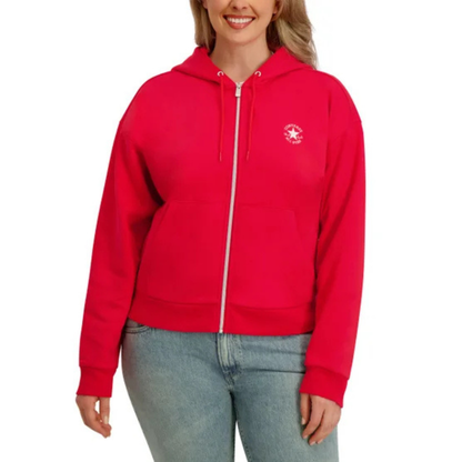 CONVERSE - Veste à Capuchon à Glissière pour Femme-Womens-Fll-Zip-Hoodie-Rouge-Red-1946137-1956623