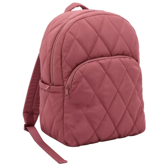 MYTAGALONGS - Sac à Dos Matelassé avec Passant pour Poignée de Valise - Quilted Backpack with Luggage Handle Sleeve
