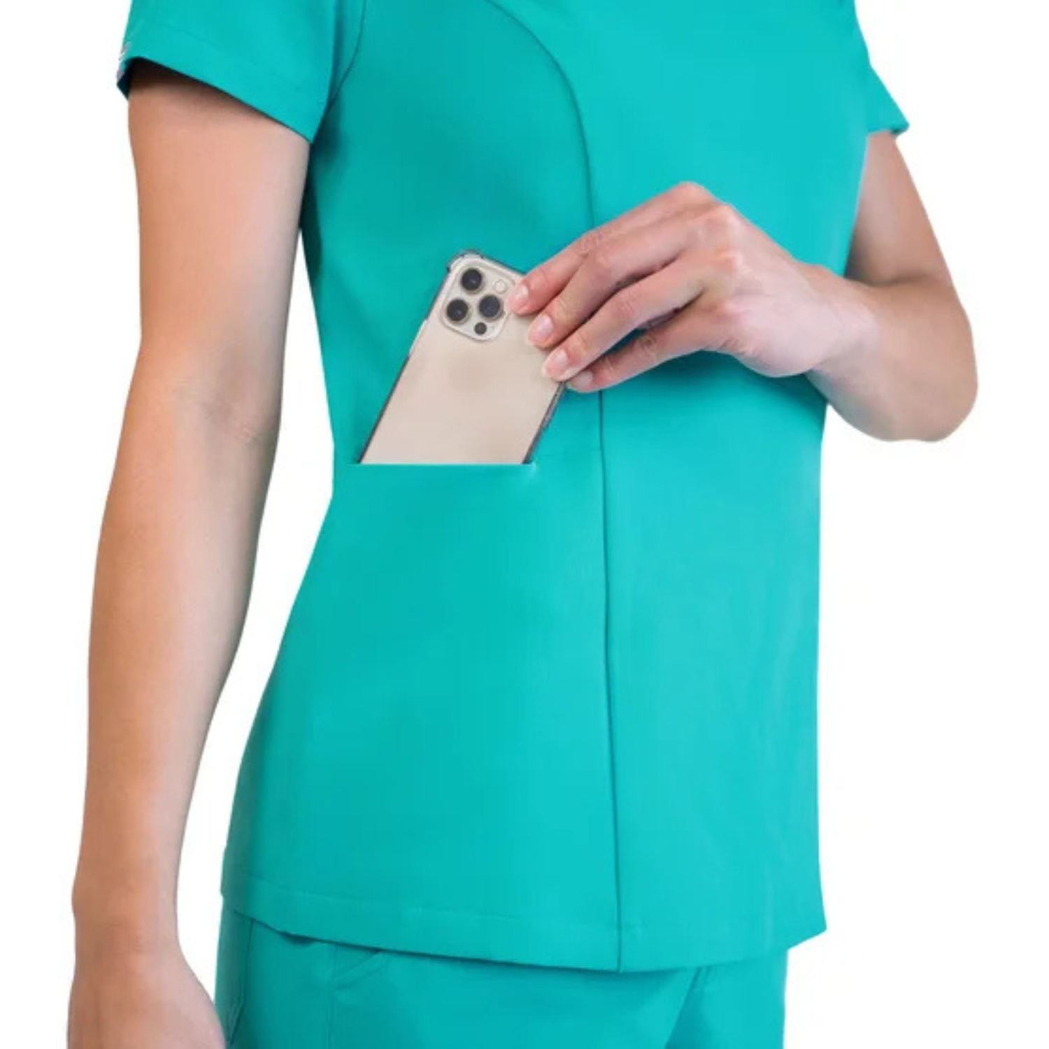 FRONTLINE - Haut Médical pour Femme-Womens-V-Neck-Scrub-Top-Vert-Sarcelle-Green-Teal-1948019-1948008