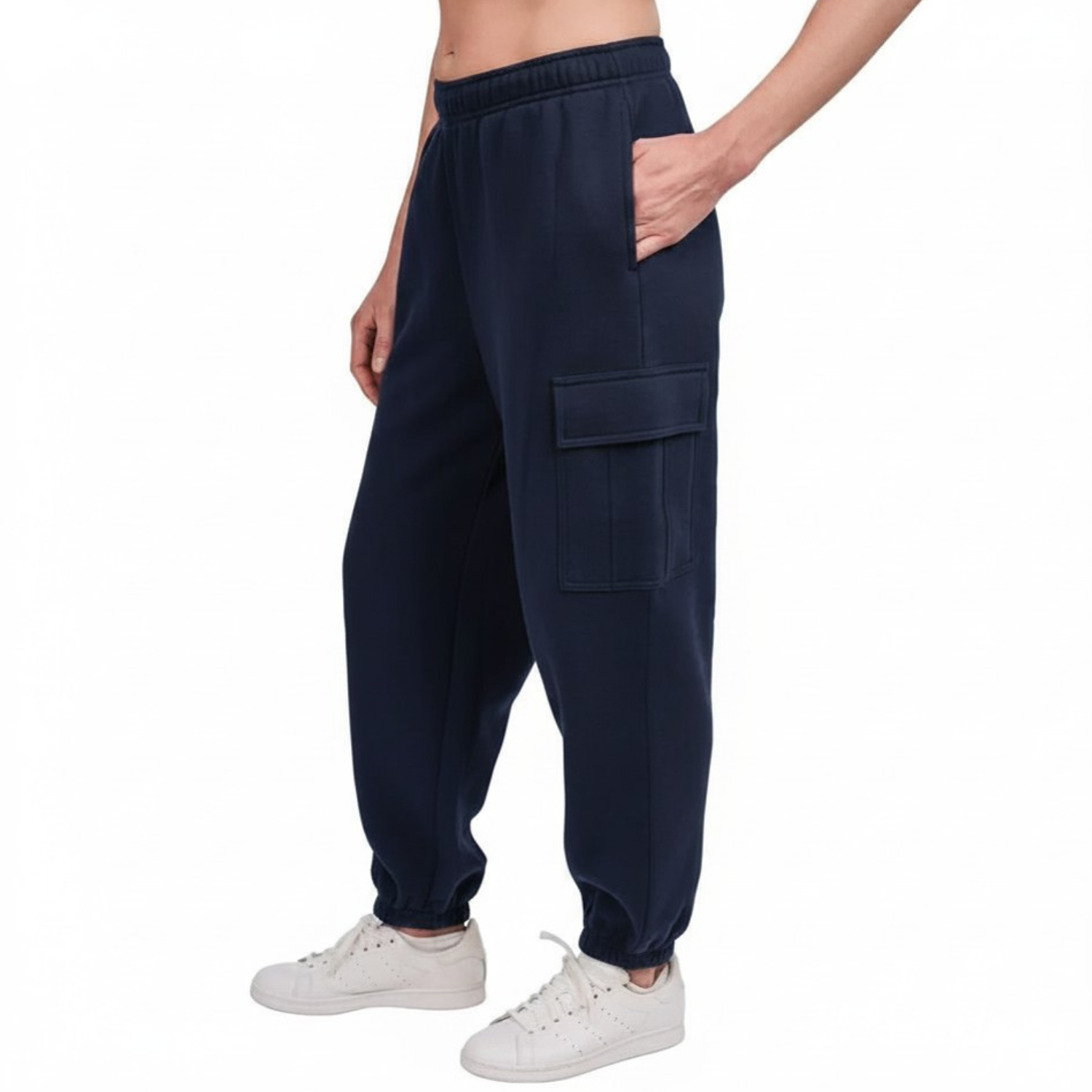 TUFF ATHLETICS - Pantalon Cargo en Molleton pour Femme-Womens-Fleece-Cargo-Jogger-Marine-Bleu-Navy-blue-1930075