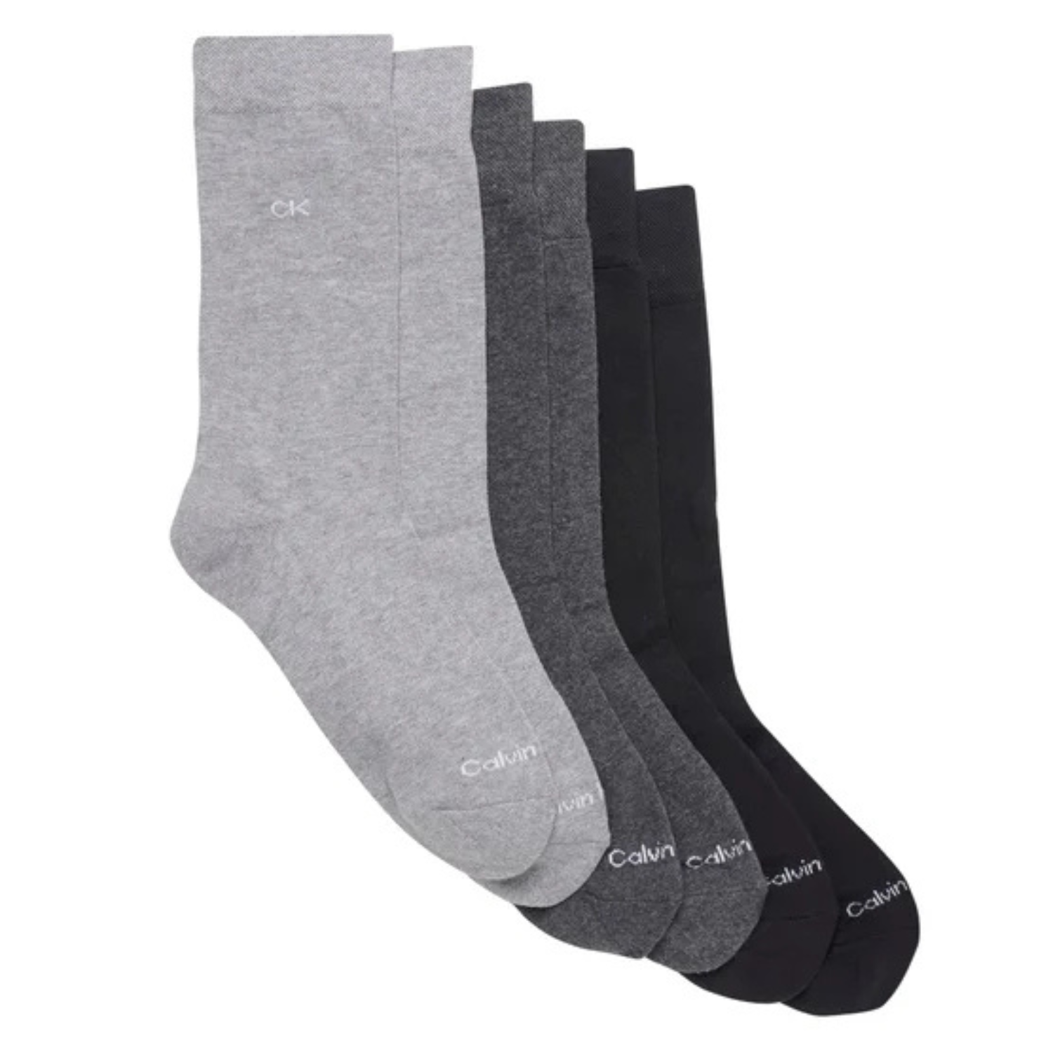 CALVIN KLEIN -  6 Paires de Chaussettes Habillées pour Homme-Mens-6-Pair-Dress-Socks-Noir-Gris-Black-Grey-1915543-1936538