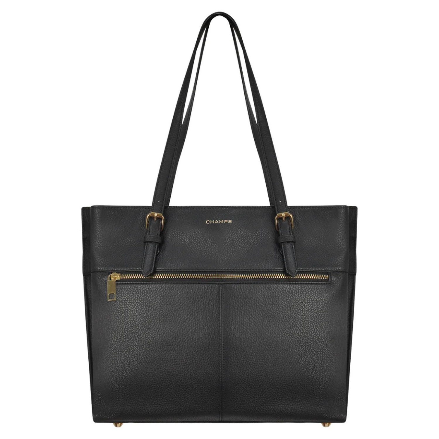CHAMPS - Sac Fourre-Tout en Cuir-Leather-Tote-Bag-Noir-Black-2053365