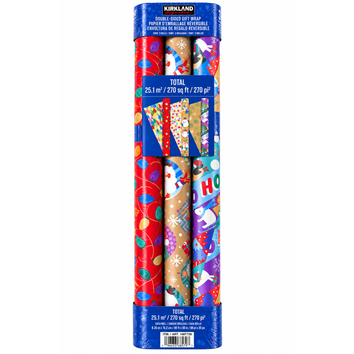 KIRKLAND SIGNATURE - Ensemble de 3 Rouleaux de Papier d'Emballage Réversible - Set of 3 Rolls of Reversible Gift Wrap