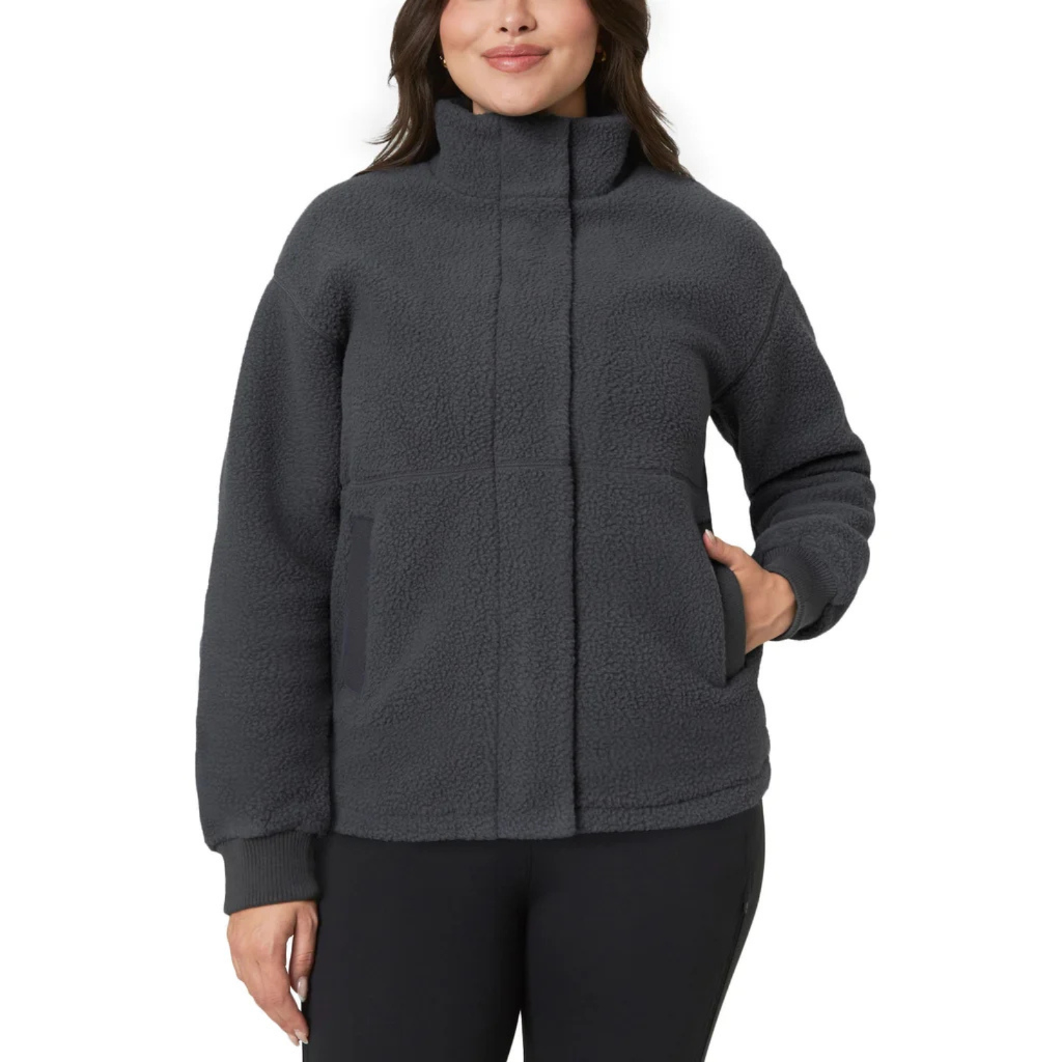 MONDETTA - Veste en Sherpa pour Femme-Womens-Sherpa-Jacket-Gris-Grey-1952362-1936815