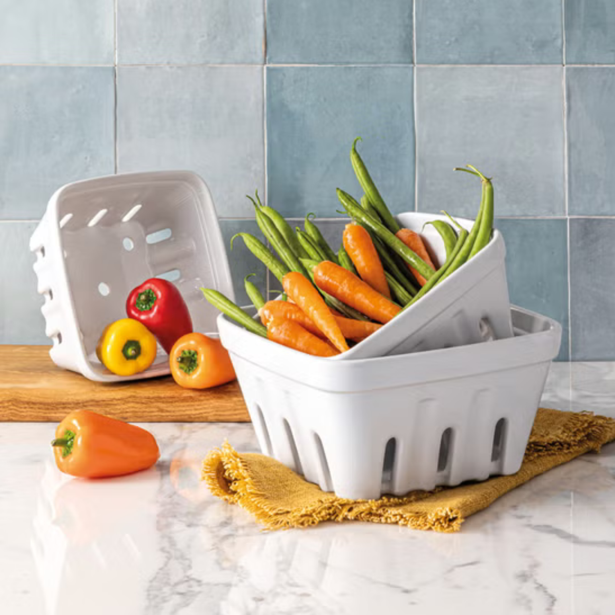 OVER & BACK - Ensemble de 3 Paniers Polyvalents en Grès - 3-Piece Multipurpose Stoneware Basket Set