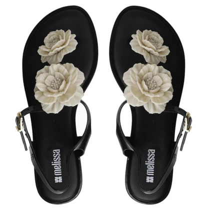 MELISSA - Sandales pour Femme-Womens-sandal-Fleur-Blanc-Noir-Flower-White-Black-1984148-2012418