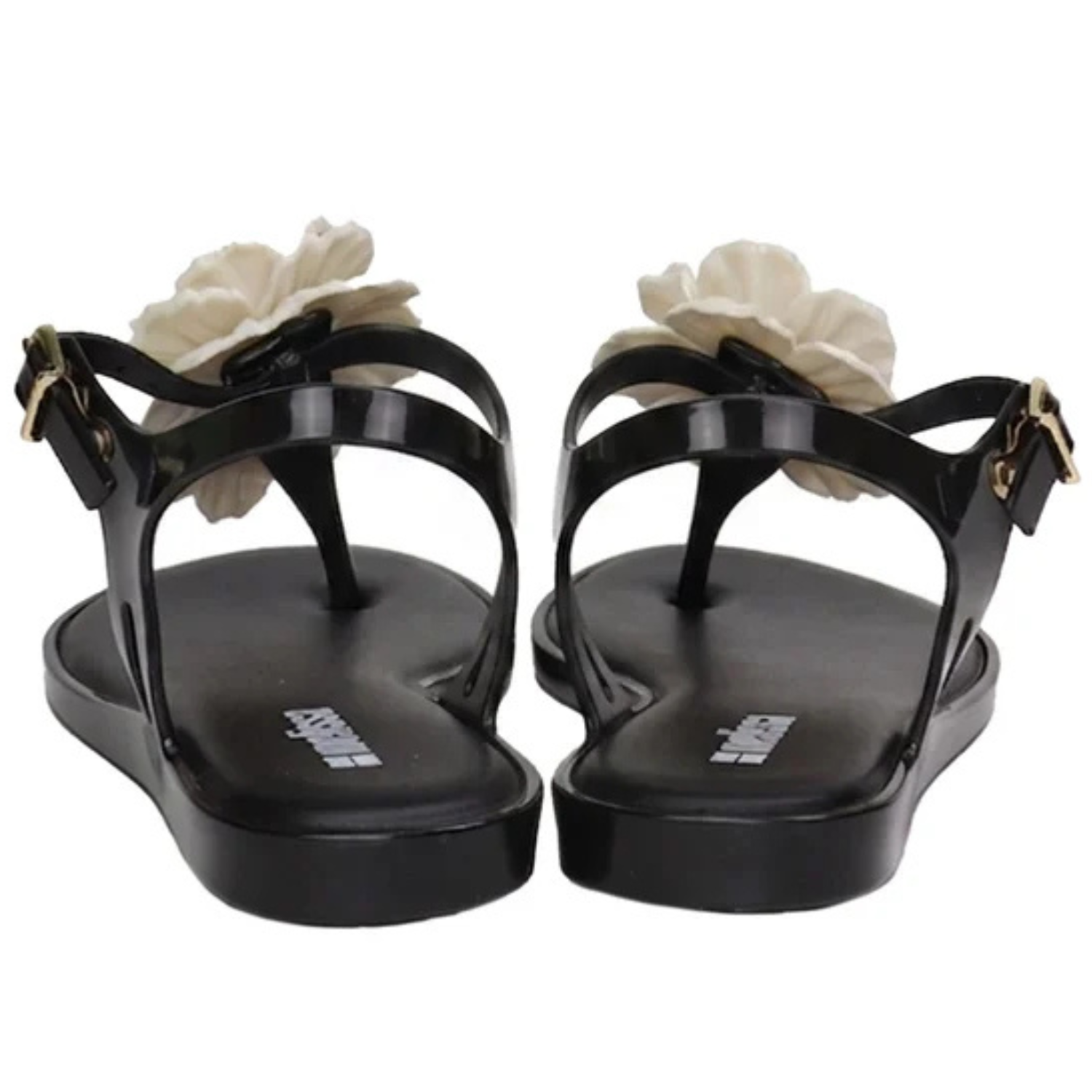 MELISSA - Sandales pour Femme-Womens-sandal-Fleur-Blanc-Noir-Flower-White-Black-1984148-2012418